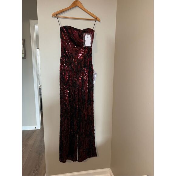 Dress The Population XXS Andy Strapless Sequin Jumpsuit Holiday Cocktail Party - Picture 5 of 16